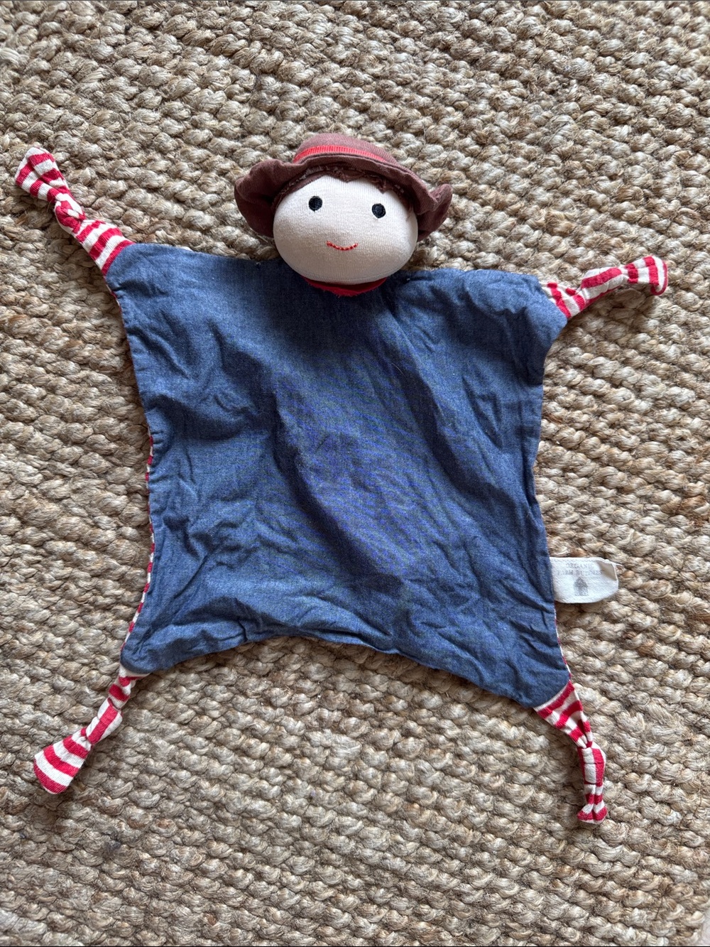 Organic farm buddy Blue and Red Striped Plush Comforter Toy